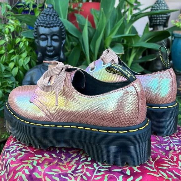 Pink Iridescent Platform Dr. Martens Oxford Loafers - Picture 6 of 17